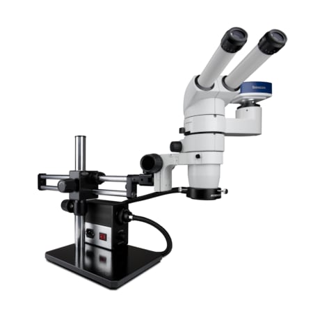 Scienscope 20 Degree Head Stereo Zoom Microscope, LED Ring, Camera On Dual Arm Stand CMO-PK10-AN